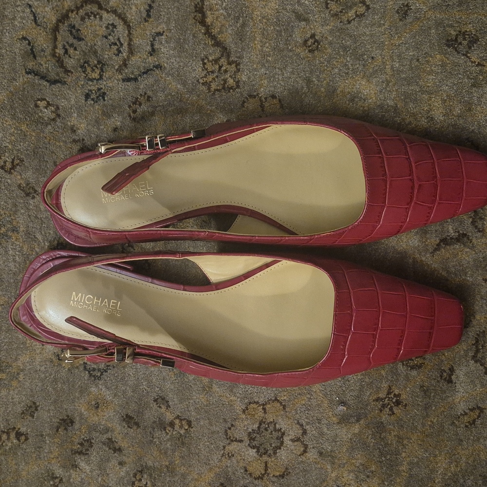 Michael Kors Burgundy Croc-Embossed Heels - Picture 7 of 7
